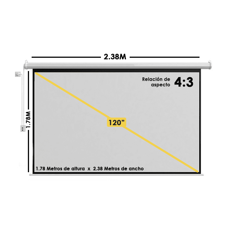 PANTALLA ELÉCTRICA PARA PROYECTOR DE 120" | 4:3 HD