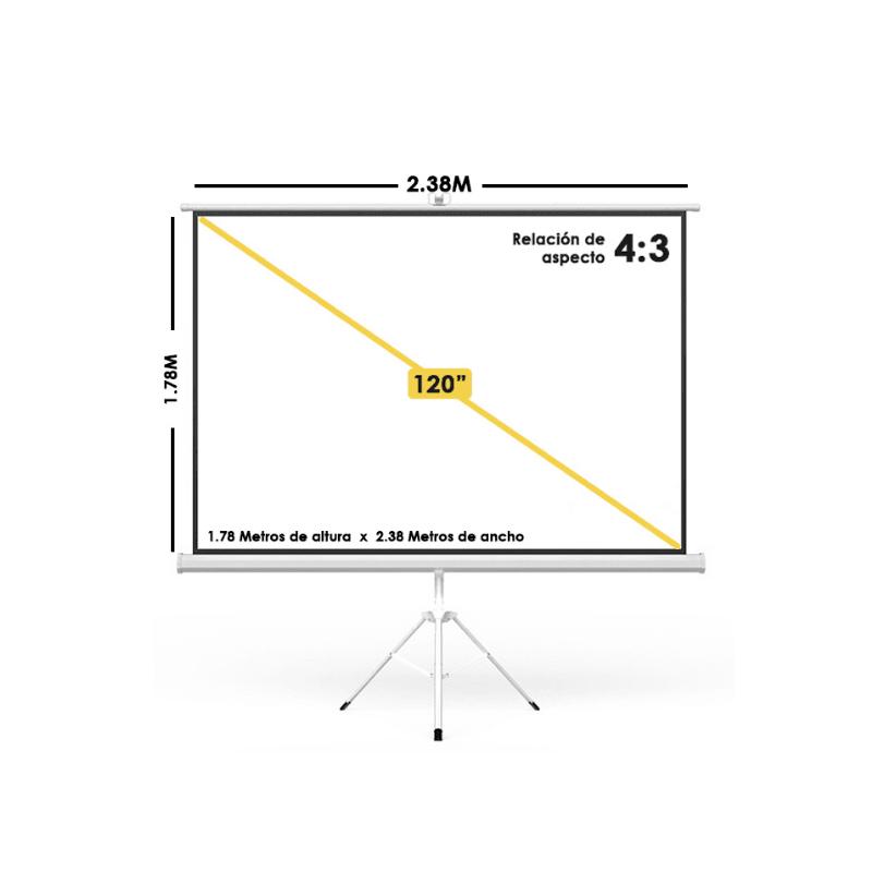 PANTALLA DE TRIPODE MANUAL PARA PROYECTOR DE 120" | 4:3 HD