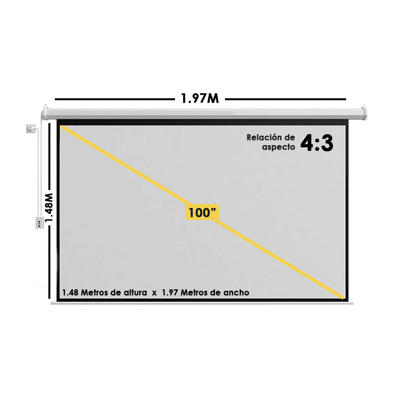 PANTALLA ELÉCTRICA PARA PROYECTOR DE 100" | 4:3 HD