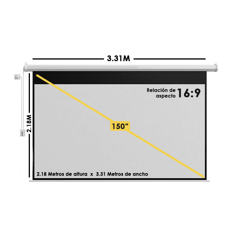 PANTALLA ELÉCTRICA PARA PROYECTOR DE 150" | 16:9 HD